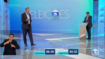 Debate em SP: Tarcísio (Republicanos) pergunta para Haddad (PT) sobre marco do saneamento