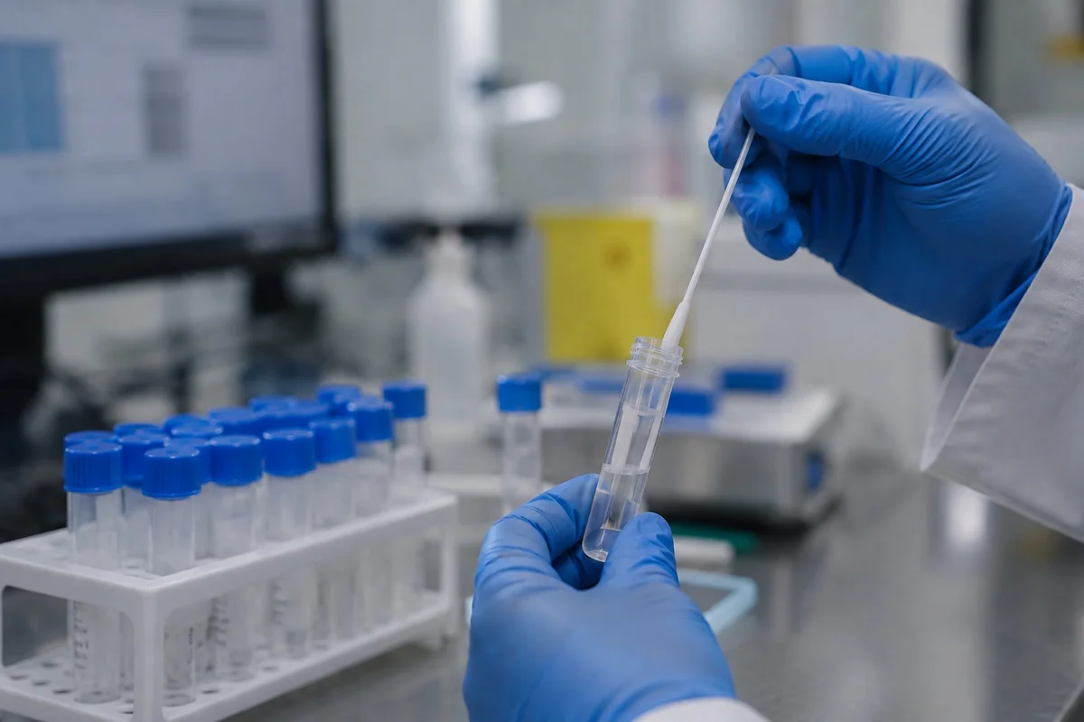 Imagem ilustrativa de coleta de amostra em laboratório