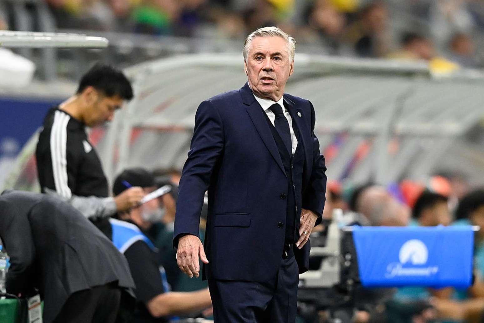 Carlo Ancelotti no duelo amistoso entre Brasil e Austr&aacute;lia