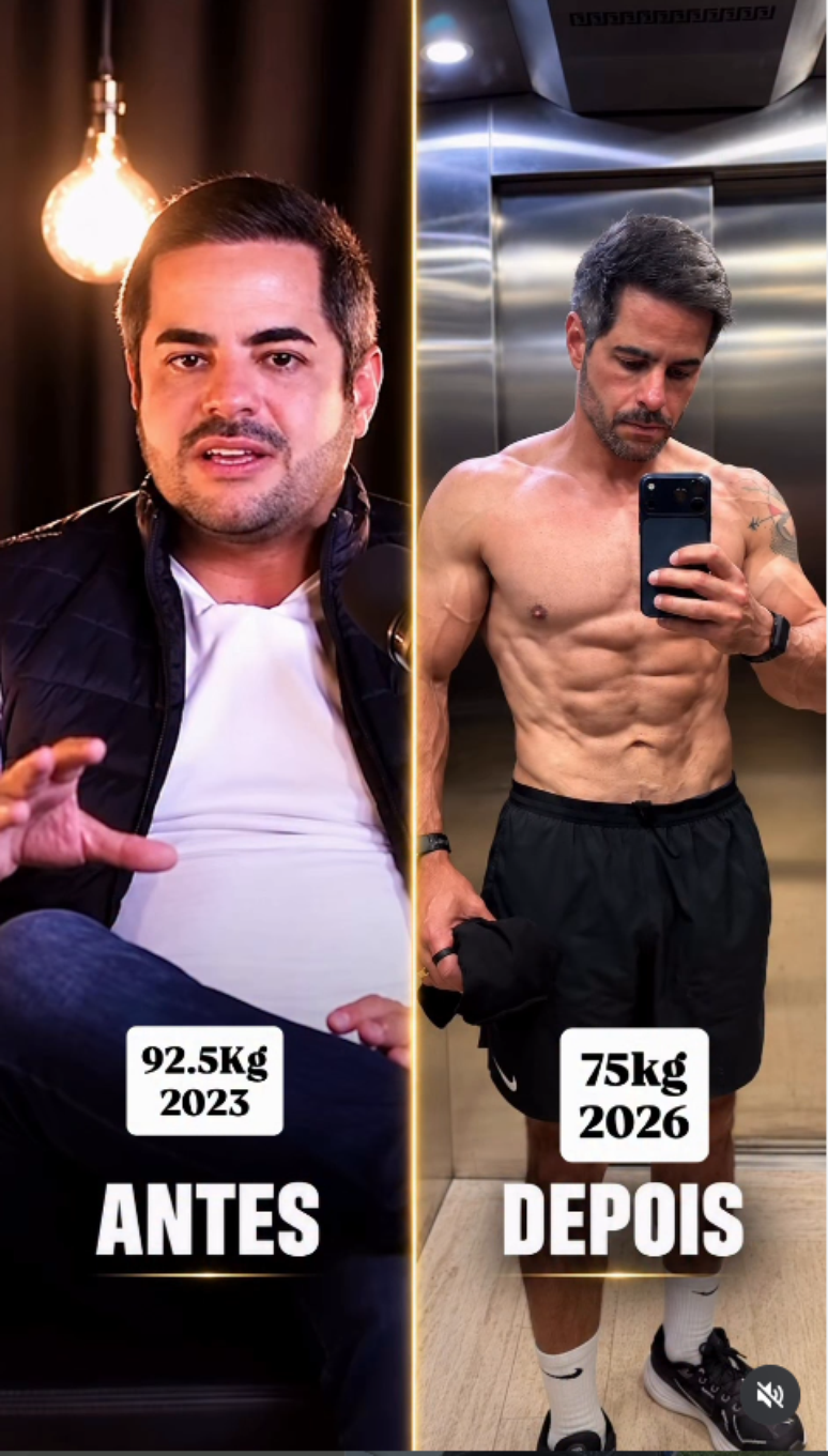 'Quero chegar aos 80 com disposição': o antes e o depois de marido de Simone Mendes