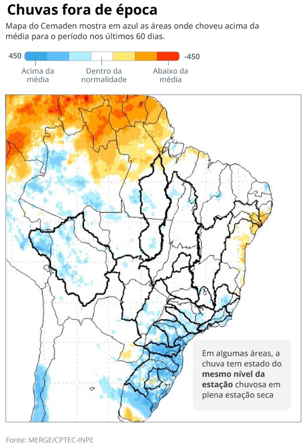 Fenômenos raros se combinam no Brasil e aliviam o calor previsto para setembro com o El Niño