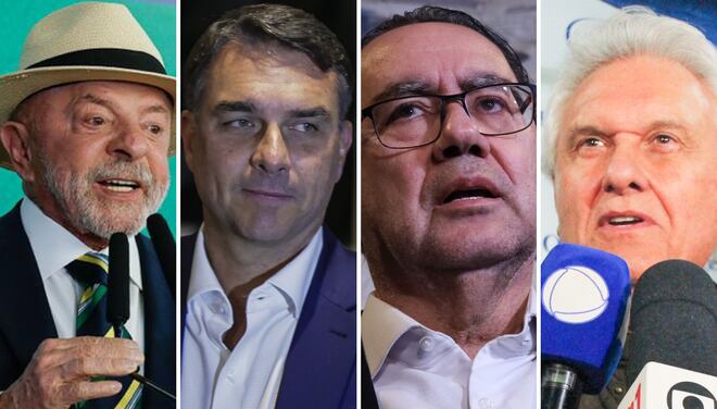 No 1º turno, Lula tem 37% dos votos totais; Flávio, 33%; Cury, 6%; Caiado, 4%, aponta Quaest