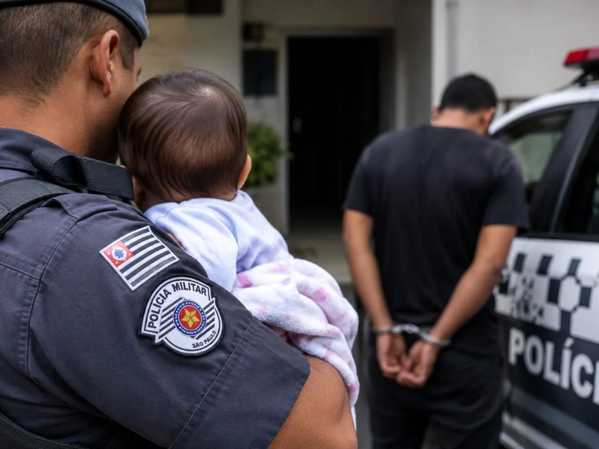 PM resgata bebê de 3 meses e prende pai por suspeita de violência doméstica