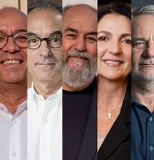 Roberto Marinho Neto, Paulo Daudt, José Roberto, João Roberto, Roberto Irineu, Paula Bellizia, Carlos Schroder, Alberto Pecegueiro e Rodrigo Xavier: eles têm o poder na Globo Foto: Reproduções/Divulgações