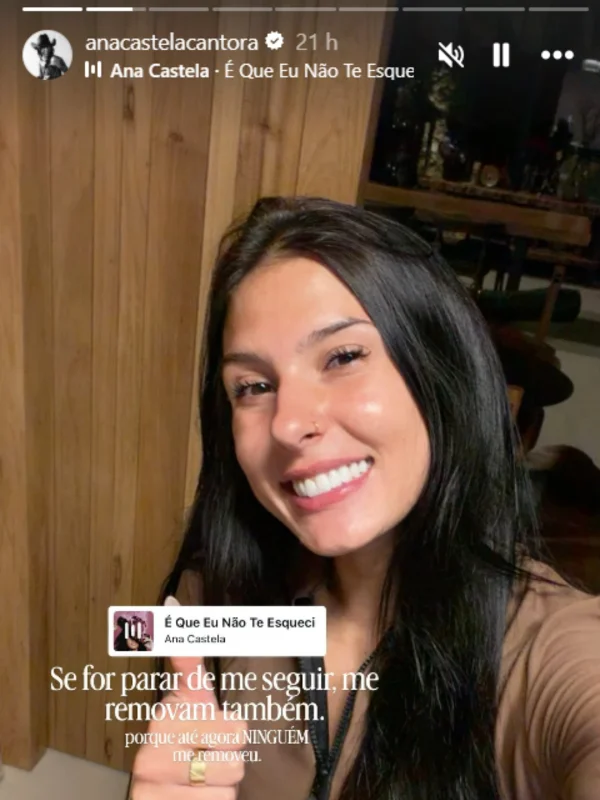 Ana Castela reclama após receber unfollow: “Me removam também”