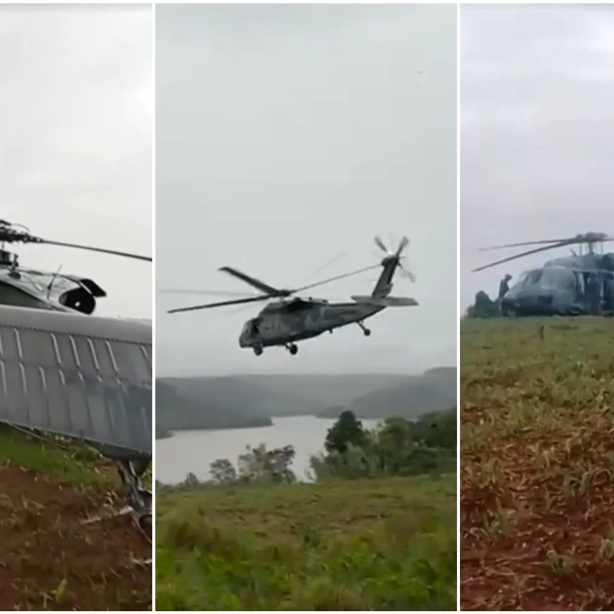 Black Hawk da FAB pousou em milharal devido ao mau tempo no Paraná