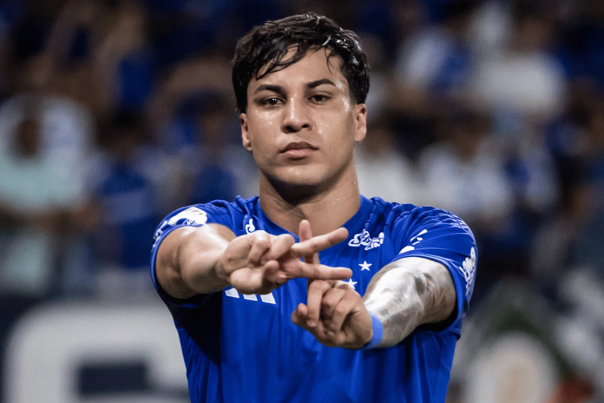 Kaio Jorge comemora gol do Cruzeiro sobre o São Paulo