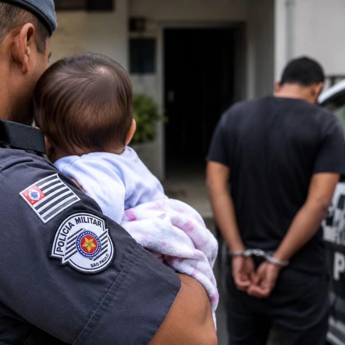 PM resgata bebê de 3 meses e prende pai por suspeita de violência doméstica