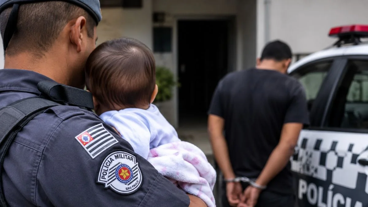 PM resgata bebê de 3 meses e prende pai por suspeita de violência doméstica